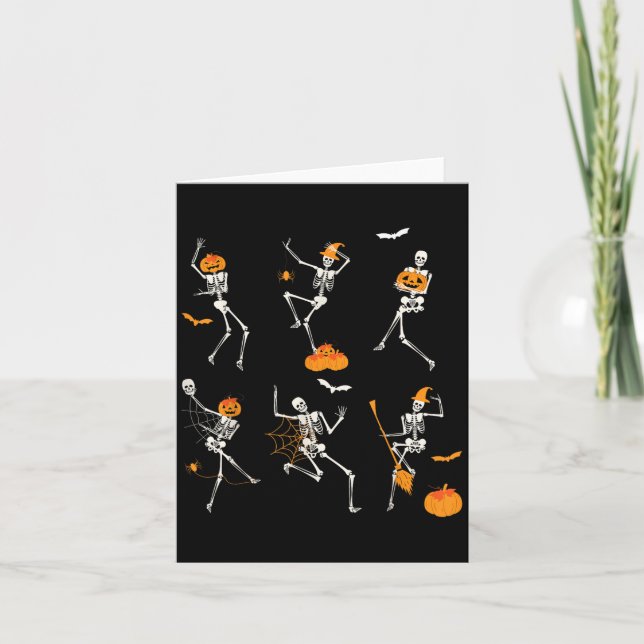 Funny Skeletons Dancing Dance Challenge Halloween  Card (Front)