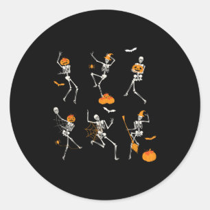 Funny Skeletons Dancing Dance Challenge Halloween  Classic Round Sticker