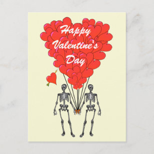 Funny skeletons romantic  Valentines Holiday Postcard
