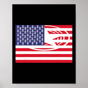 Funny Sket Stars Usa Flag Red White Disc Golf Poster