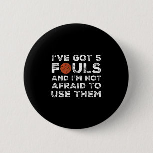 Funny Sketll Player - Hoops 5 Fouls 6 Cm Round Badge