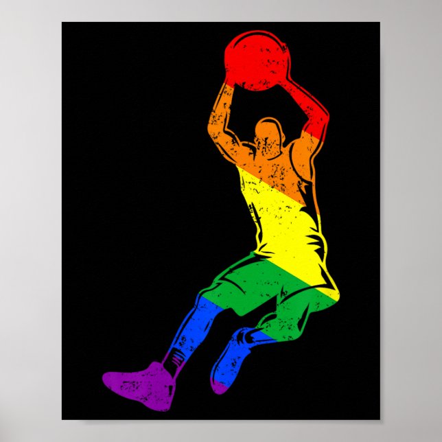 Funny Sketll Player Rainbow Flag Gay Lesbian Pride Poster (Front)