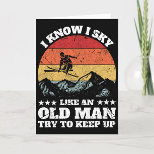 Funny Ski Art For Grandpa Men Skiing Nordic Skier Card