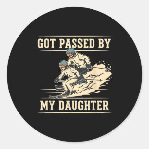 Funny Ski Dad Got Ped By My Daughter Vintage Skiin Classic Round Sticker