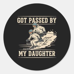 Funny Ski Dad Got Ped By My Daughter Vintage Skiin Classic Round Sticker