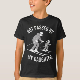 Funny Ski Dad Ped By Daughter Winter Family Humor. T-Shirt