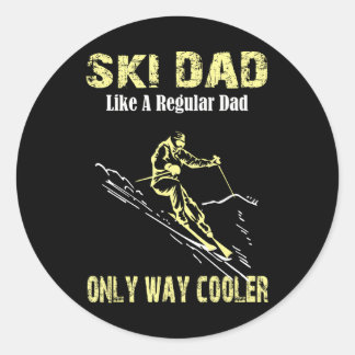 Funny Ski Dad Skier for Fathers Skiing Classic Round Sticker