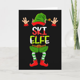Funny Ski Elves Christmas Elves Christmas Skiing Card