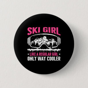 Funny Ski Girl Snowboard Skiing Women Skiing 6 Cm Round Badge