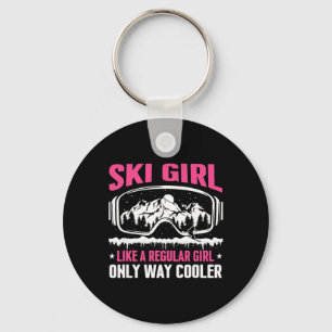 Funny Ski Girl Snowboard Skiing Women Skiing Key Ring