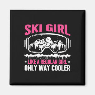 Funny Ski Girl Snowboard Skiing Women Skiing Magnet