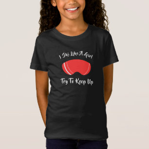 Funny Ski Girls Skiing Skier Winter Sports Kids T-Shirt