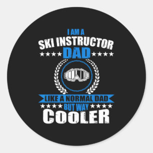 Funny ski instructor dad outfit father's day classic round sticker