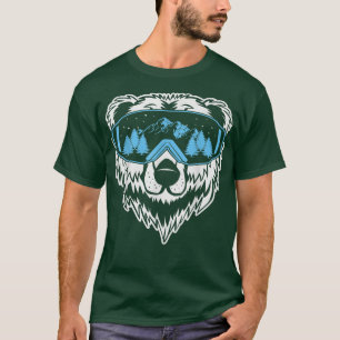 Funny Ski Jumping Winter Sports Bear Sunglass T-Shirt