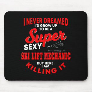 Funny ski lift mechanic costume skiing chairlift mouse mat