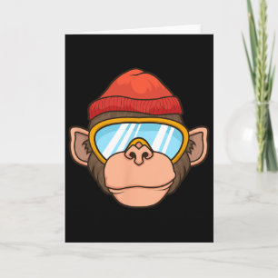 Funny Ski Monkey Goggles Gorilla Skiing Mountain G Card