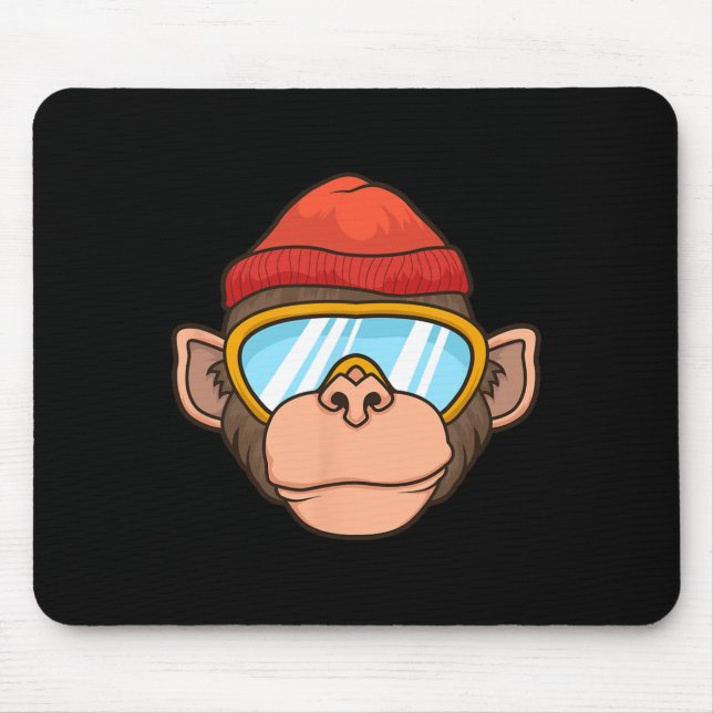 Funny Ski Monkey Goggles Gorilla Skiing Mountain G Mouse Mat (Front)