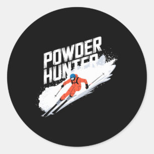 Funny Ski Powder Hunter Alpine Skier Classic Round Sticker