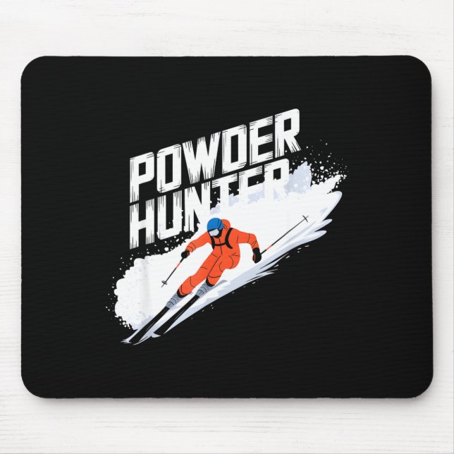 Funny ski powder hunter alpine skier  mouse mat (Front)