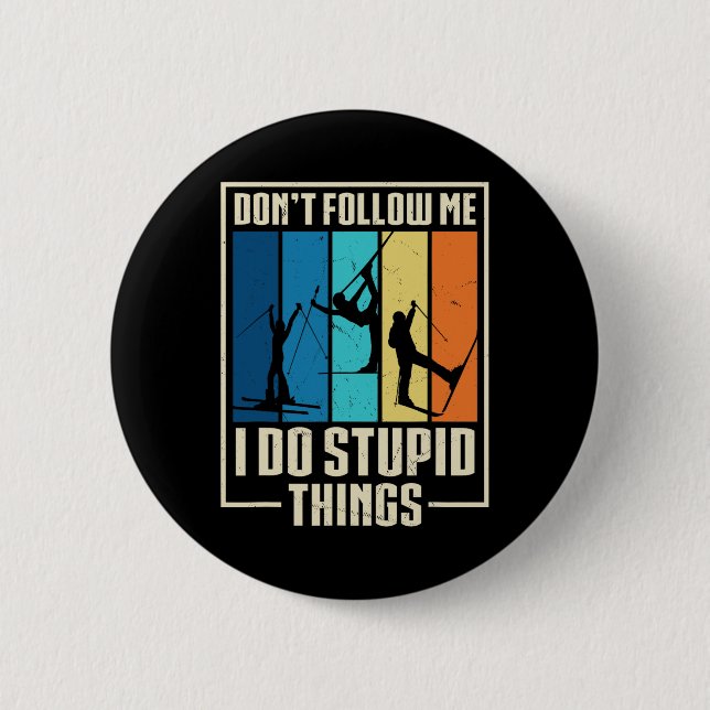 Funny Ski Retro Vintage  6 Cm Round Badge (Front)