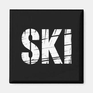 Funny ski saying distressed outdoor joke men  magnet