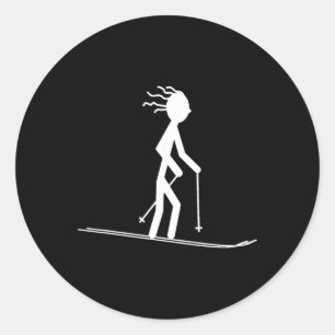 Funny Ski Shirts Skiing Shirts Snow Ski T Shirt  Classic Round Sticker