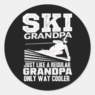 Funny Ski Skiing Grandpa Grandfather Cool Quote Classic Round Sticker
