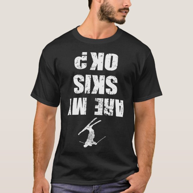 Funny Ski Tee Distressed Skiing Winter Sports Ski  (Front)