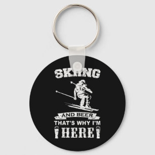 Funny Ski Tee Shirt Winter Skiing Skier Gift Key Ring