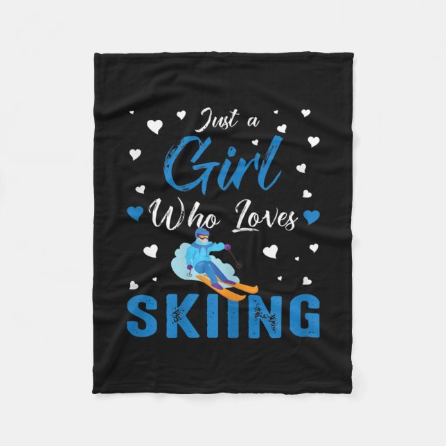 Funny Ski Winter Sports Gift Just A Girl Who Loves Fleece Blanket (Front)
