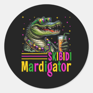 Funny Skibidi Mardigator Alligator Mardi Gras Appa Classic Round Sticker
