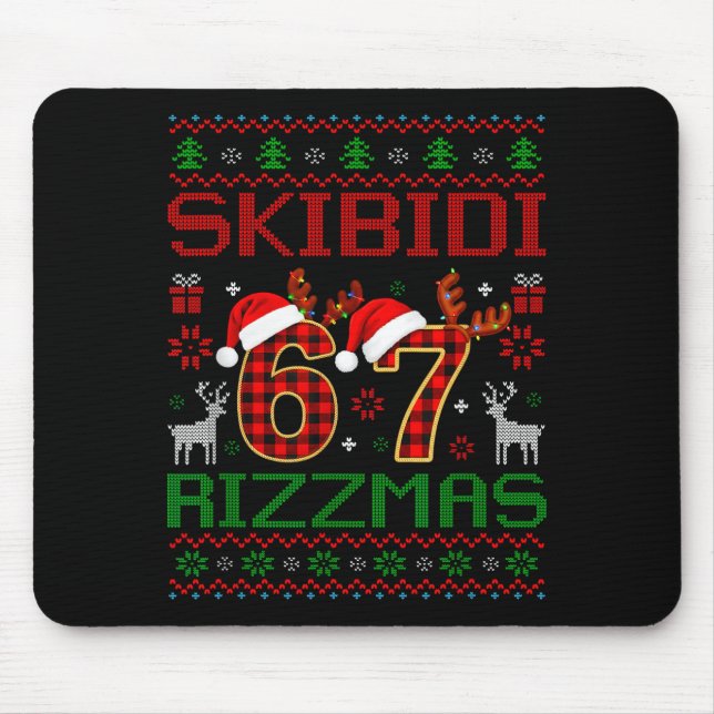Funny Skibidi Rizzmas Meme Ugly Christmas Vibes Xm Mouse Mat (Front)