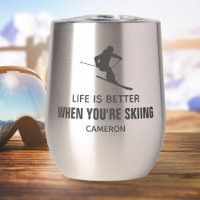 Funny Skier Gift, Personalised Skiing Quote Name