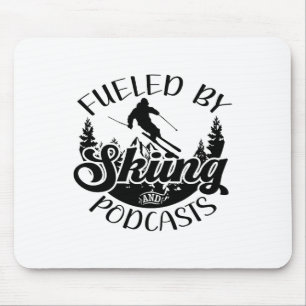 Funny Skier Joke Fuelled By Skiing And Podcasts Pu Mouse Mat