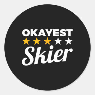 Funny Skier Skiing Teacher Winter Sports Classic Round Sticker
