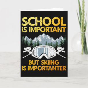 Funny Skiing Art For Boys Girls Kids Skier Ski Ski Card