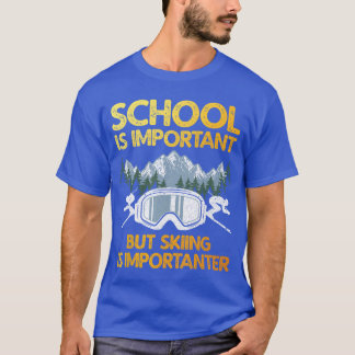 Funny Skiing Art for Boys Girls Skier Ski Skiing L T-Shirt