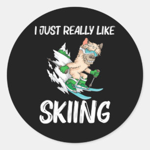 Funny Skiing Art For Men Women Ski Freestyle Skier Classic Round Sticker
