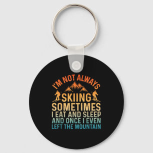 Funny skiing art for men women snow skiing skier key ring