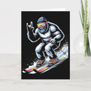 Funny Skiing Bigfoot Ski Winter Sport Snowboarder Card