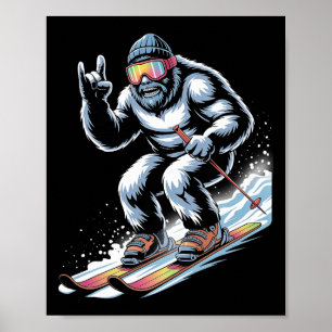 Funny Skiing Bigfoot Ski Winter Sport Snowboarder  Poster