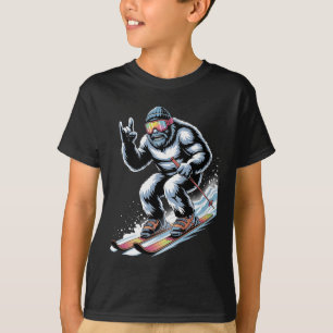 Funny Skiing Bigfoot Ski Winter Sport Snowboarder  T-Shirt