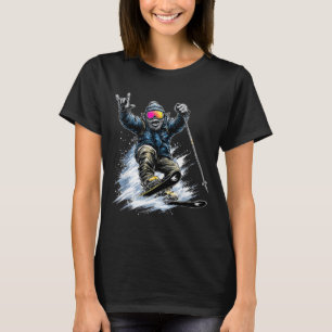 Funny Skiing Bigfoot Ski Winter Sport Snowboarder T-Shirt