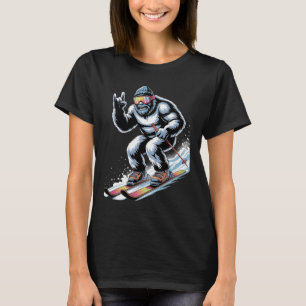 Funny Skiing Bigfoot Ski Winter Sport Snowboarder T-Shirt