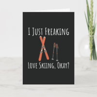 Funny Skiing Cards Humor Snow Mountain Vacation