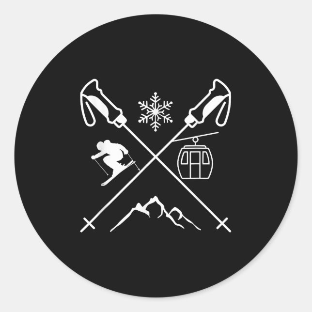 Funny Skiing  Classic Round Sticker (Front)