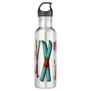 Funny Skiing Colourful Ski Skier  710 Ml Water Bottle