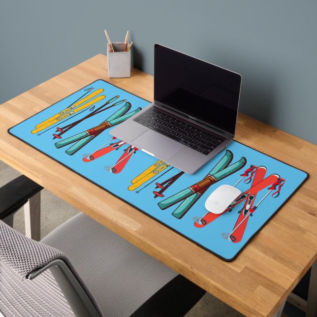 Funny Skiing Colourful Ski Skier  Desk Mat (Office 2)