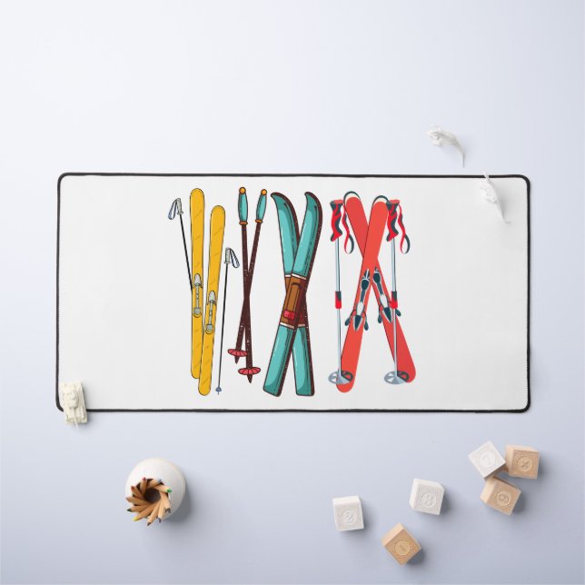 Funny Skiing Colourful Ski Skier  Desk Mat (Kids Table)