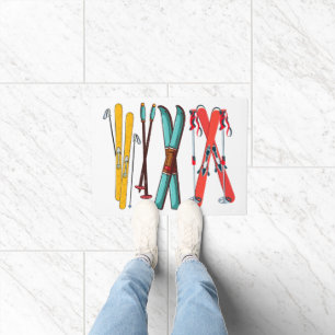 Funny Skiing Colourful Ski Skier Doormat
